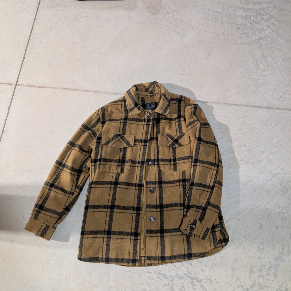 Dynamite Tan and Black Plaid Jacket